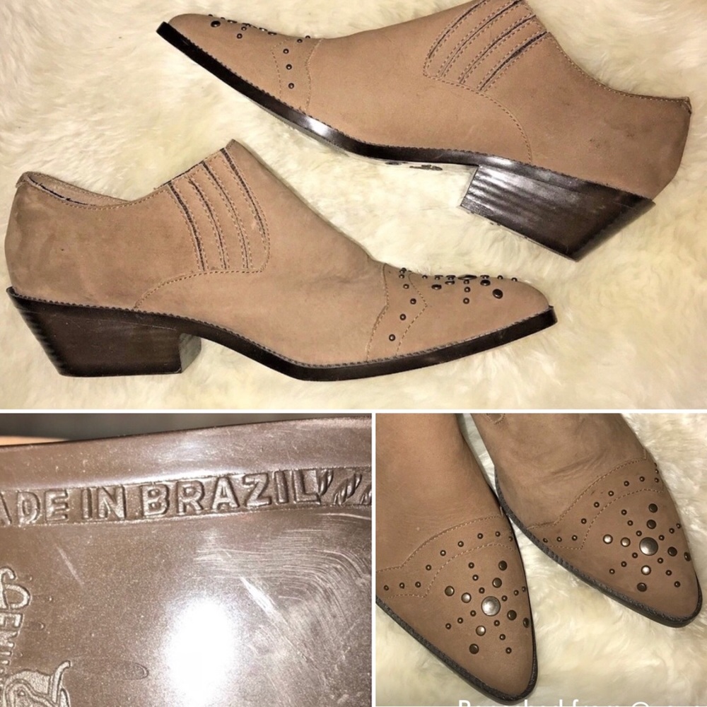 Ferrante Tan Embellished Booties Size 8